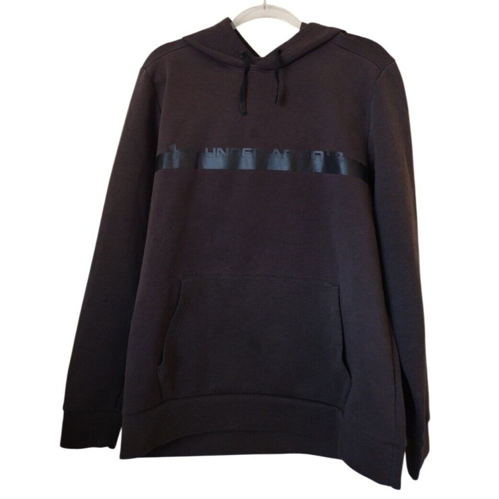 Under Armour Sweatshirt Men Large Brown Fitted Hooded Logo Pullover Long‎ Sleeve